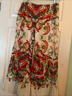 Vintage Taka by TAKAWEAR Wide leg pant with Red, Green & Yellow Paisley Print
